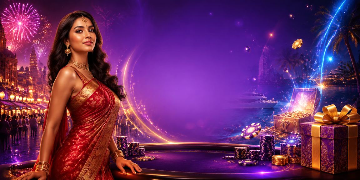 Excited player enjoying live casino baccarat game in Indian attire